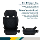 Growmate 2-in-1 booster shown converting from a high-back booster to a backless booster for kids 40 to 100 lbs on a white background.