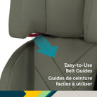 Close-up shot of the easy-to-use belt guides designed for proper seat belt positioning and independent buckling.