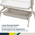 Spacious lower storage basket on the Safety 1st EasyGlide Bedside Bassinet to keep baby essentials within reach.