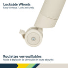 Close-up of smooth-gliding lockable caster wheels on the leg of the Safety 1st EasyGlide Bedside Bassinet.