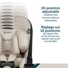 Close-up of the 10-position adjustable headrest and no-rethread harness system on the Safety 1st EverSlim.