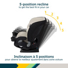 Safety 1st EverSlim convertible car seat showcasing the 5-position recline for optimal vehicle fit and comfort.