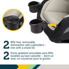 Close-up of the two BPA-free removable dishwasher-safe cup holders, including one with a snack lid.