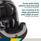 Display of the machine washable seat pad and removable grow-with-baby infant pillows.