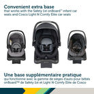 Safety 1st onBoard FLX car seat base shown alongside compatible Safety 1st and Cosco infant car seats.