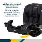 Demonstration of the Safety 1st SlimRide converting into a backless booster with a simple pull.