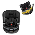 Safety 1st Turn and Go 360 DLX rotating car seat on a white background with arrows indicating 360-degree rotation.