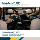 Side-by-side view of two Turn and Go 360 DLX car seats rotated toward the car door for effortless child loading and unloading.